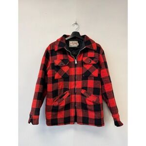 Vintage Weatherguard Jacket Mens Medium Red Buffalo Plaid Wool Hunting Parka USA